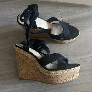 Black Wedge Sandals
